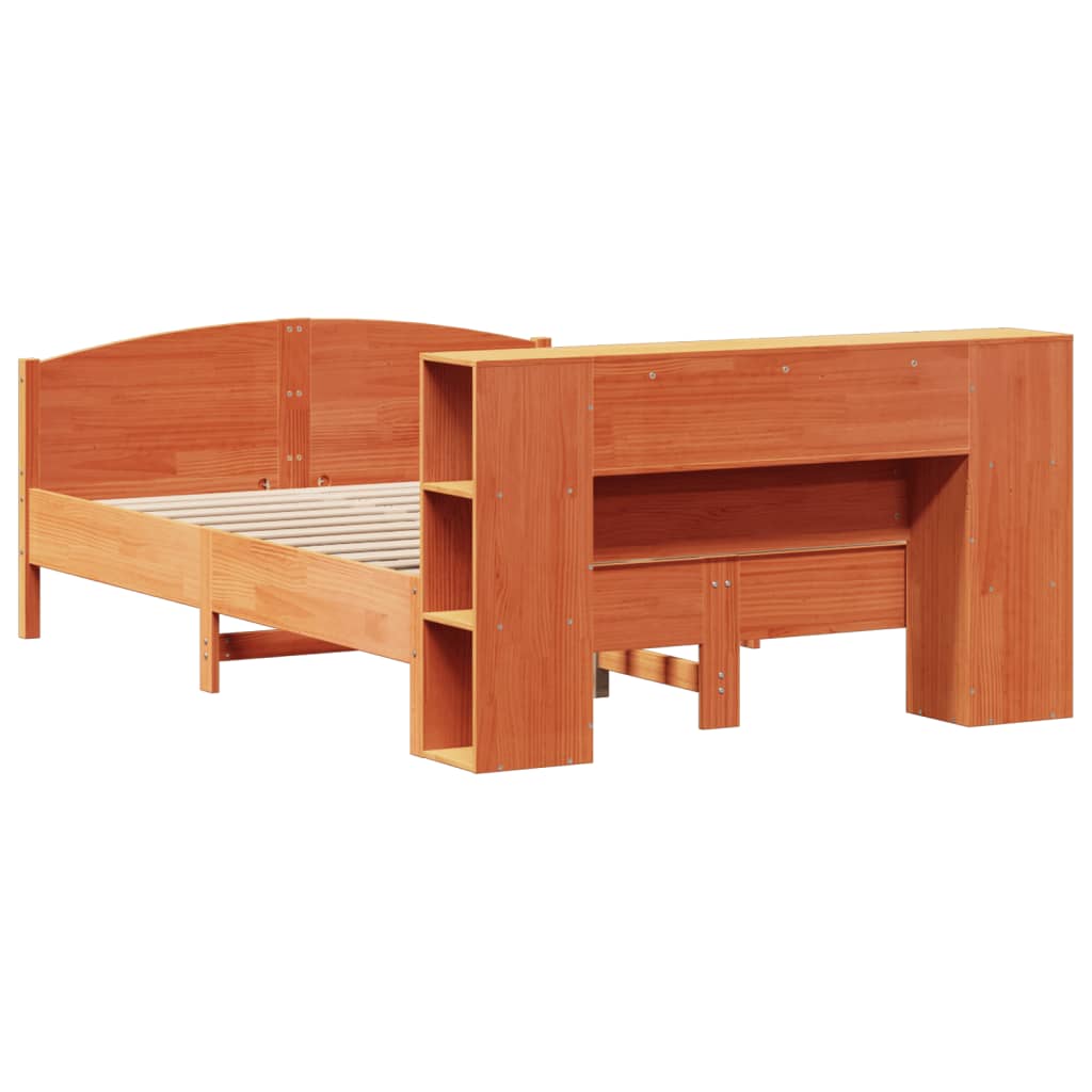 vidaXL Bookcase Bed without Mattress Wax Brown 140x200cm Solid Wood Pine 6