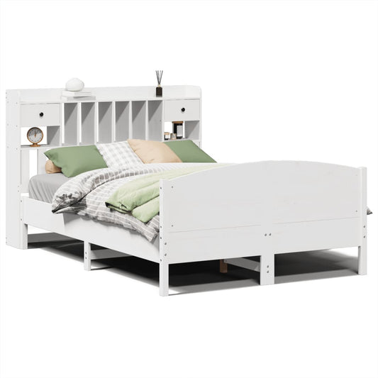 vidaXL Bookcase Bed without Mattress White 140x200cm Solid Wood Pine 2