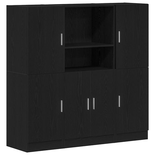 vidaXL 3 Piece Kitchen Cabinet Set Black Engineered Wood 2