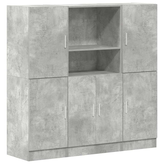 vidaXL 3 Piece Kitchen Cabinet Set Concrete Grey Engineered Wood 2
