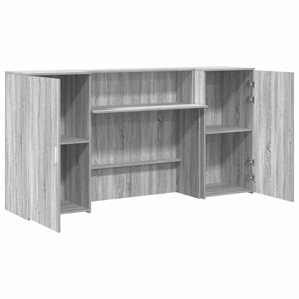 vidaXL Reception Desk Grey Sonoma 200x50x103,5 cm Engineered Wood 6