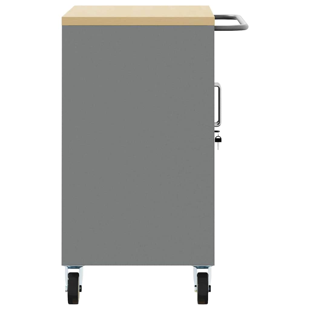 vidaXL Trolley Rolling Workbench Black and Grey 75 x 45 x 85 cm 6