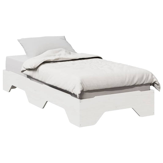 Bed Frame No Mattress Stackable Solid Wood White 90 cm
