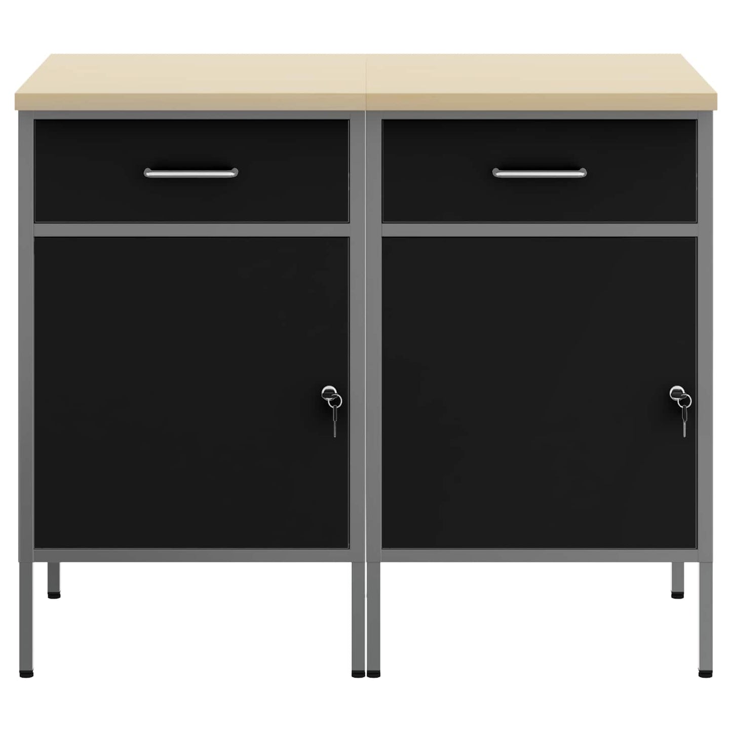 vidaXL Work Cabinet with Drawer 2 pcs Black and Grey 100 x 55 x 85 cm 6