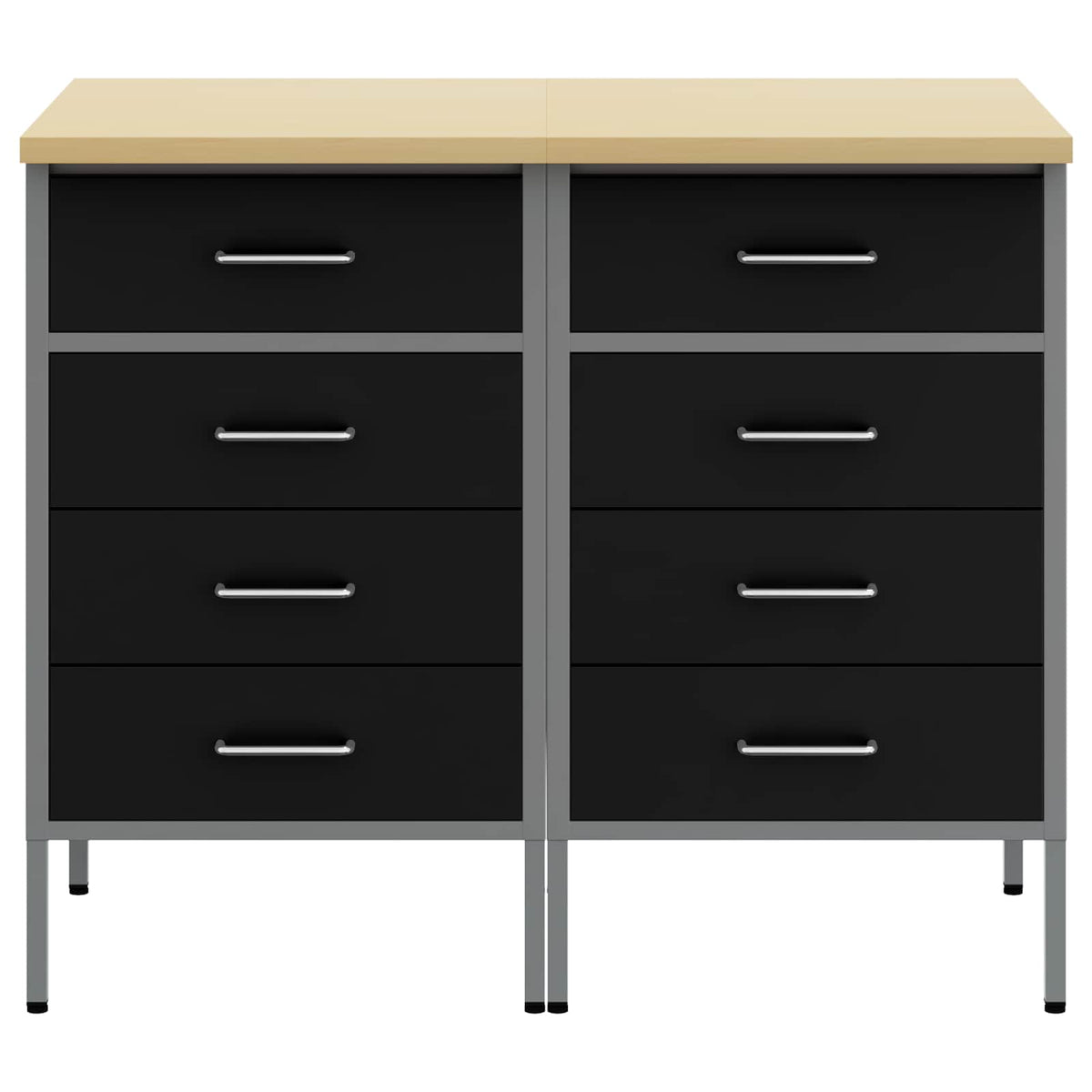 vidaXL Work Cabinet with Drawer 2 pcs Black and Grey 100 x 55 x 85 cm 6