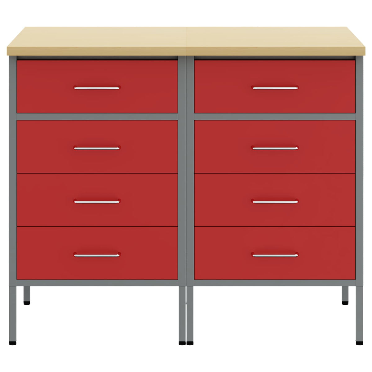vidaXL Work Cabinet with Drawer 2 pcs Red and Grey 100 x 55 x 85 cm 6