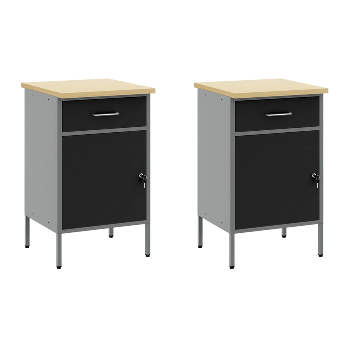 vidaXL Work Cabinet with Drawer 5 pcs Black Engineered Wood and Steel 6
