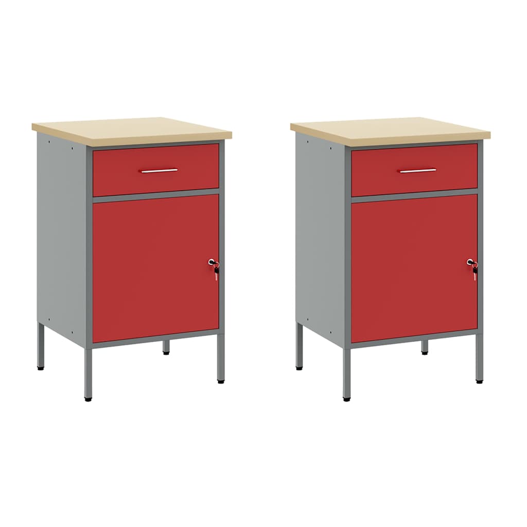 vidaXL Work Cabinet with Drawer 5 pcs Red Engineered Wood and Steel 6