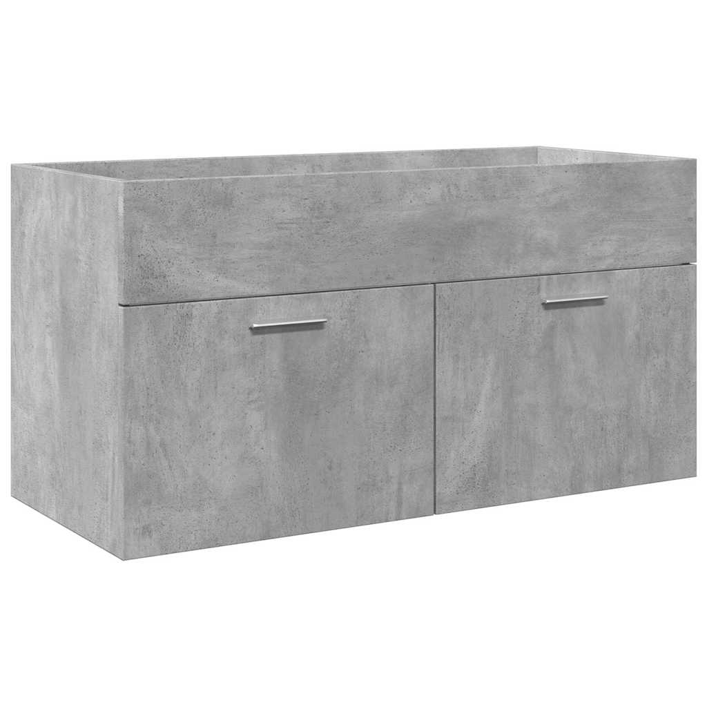 vidaXL 3 Piece Bathroom Furniture Set Concrete Grey Engineered Wood 6