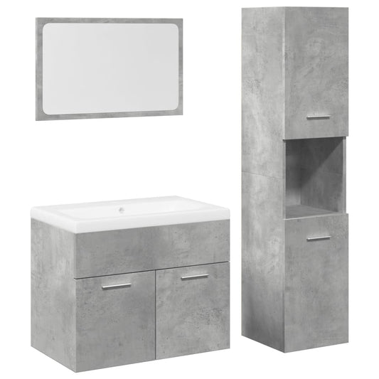 vidaXL 4 Piece Bathroom Furniture Set Concrete Grey Engineered Wood 2