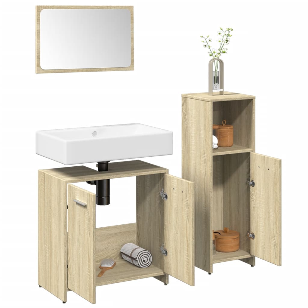 vidaXL 3 Piece Bathroom Furniture Set Engineered Wood