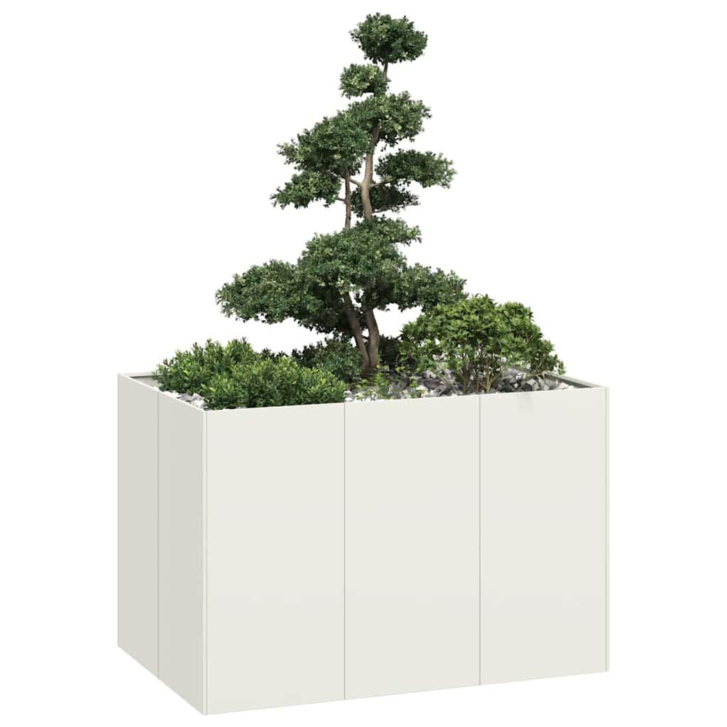 Planter Steel Depth 80 cm Height 80 cm White 120 cm