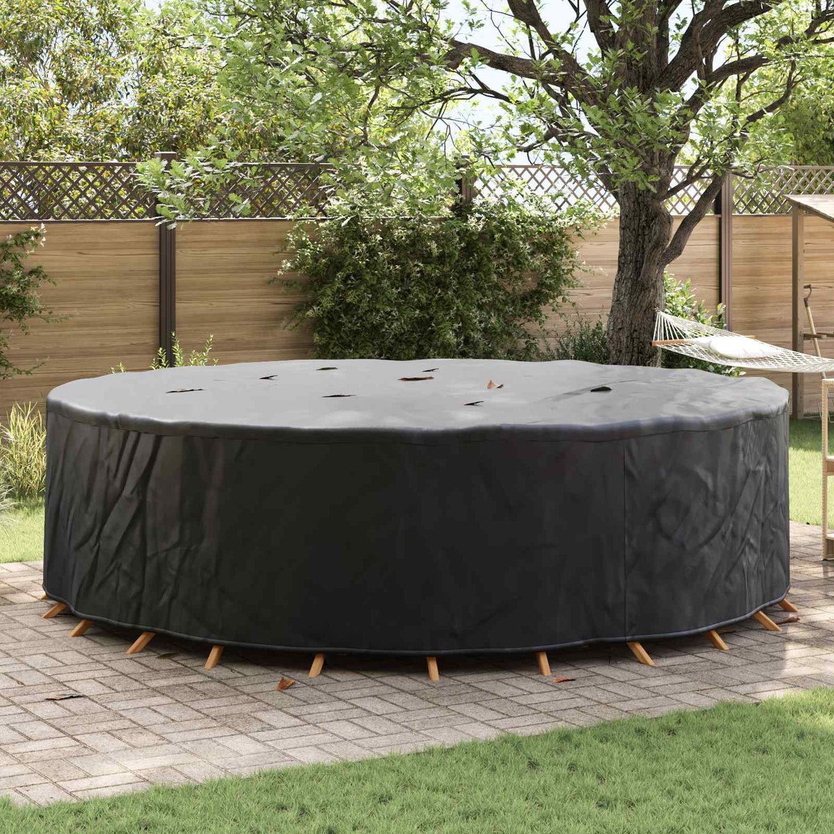 Furniture Cover 600D Oxford Fbric Round Black 600D Oxford Fabric 320 cm 85 cm 320 cm