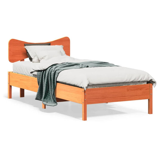 Bed Frame without Mattress Solid Wood Pine Length 200 cm Wax brown 100 cm