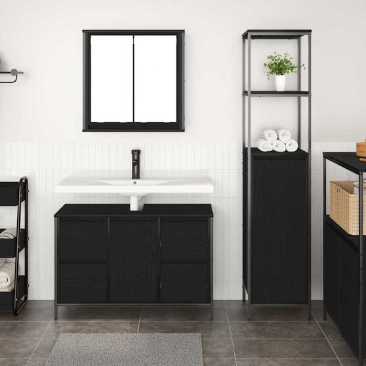 Bathroom Furniture Set 2 pcs and Black Black oak Basin cabinet +bathroom cabinet