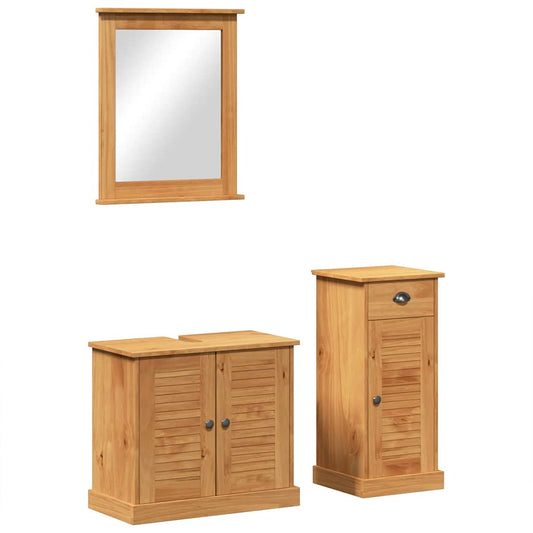 vidaXL Bathroom Furniture Set VIGO 3 pcs Honey Brown Solid Pine Wood 2