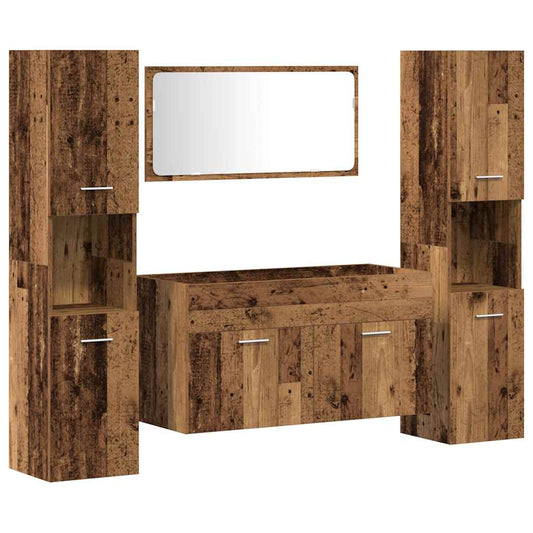 vidaXL 4 Piece Bathroom Furniture Set Old Wood Engineered Wood 2