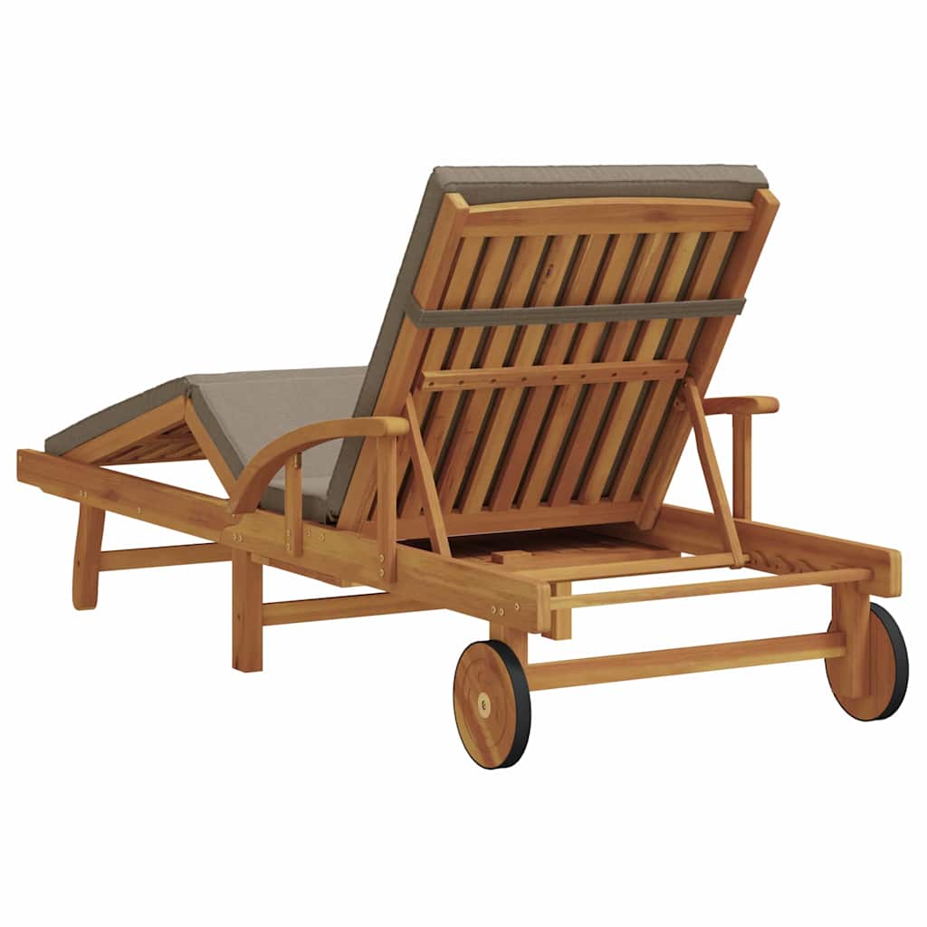 vidaXL Sun Lounger Solid Acacia Wood Taupe 6