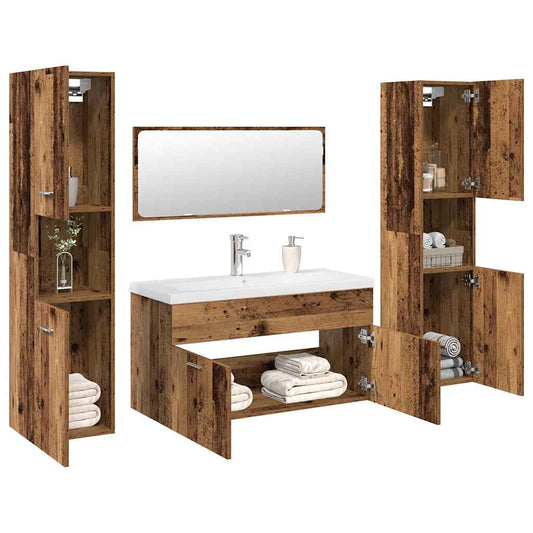 Bathroom Furniture Set Engineered Wood 90 x 38.5 x 46 cm Old wood