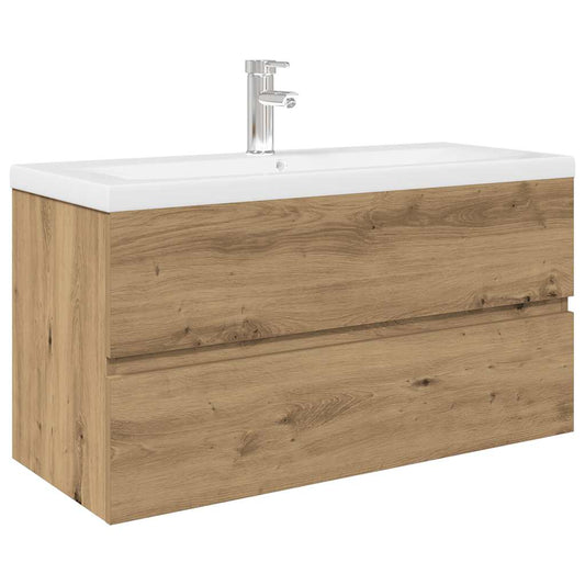 vidaXL Sink Cabinet with Built-in Basin and Faucet Artisan Oak 2