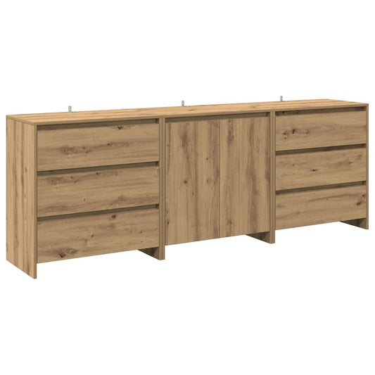 3 Piece Sideboard Engineered Wood Artisan oak
