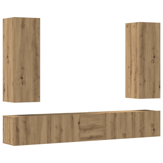 TV Cabinet Set Engineered Wood Artisan oak