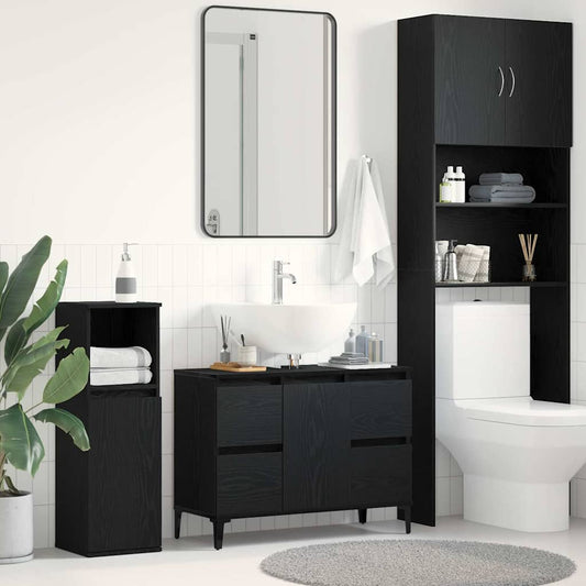 Sink Cabinet 80x33x60 cm Engineered Wood Black oak