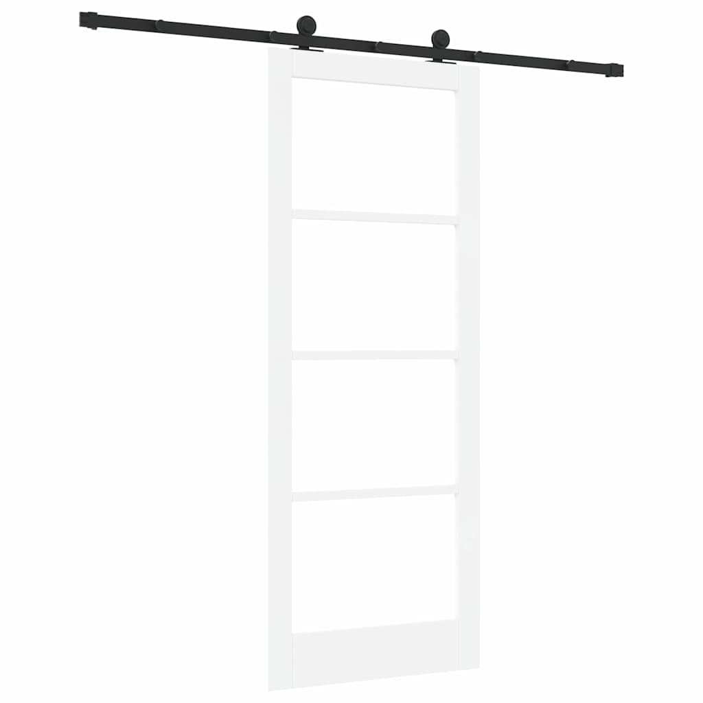 vidaXL Sliding Door ORKDAL White 83 x 211 cm Solid Pine Wood and Glass 6