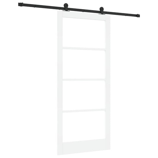 vidaXL Sliding Door ORKDAL White 93 x 211 cm Solid Pine Wood and Glass 2