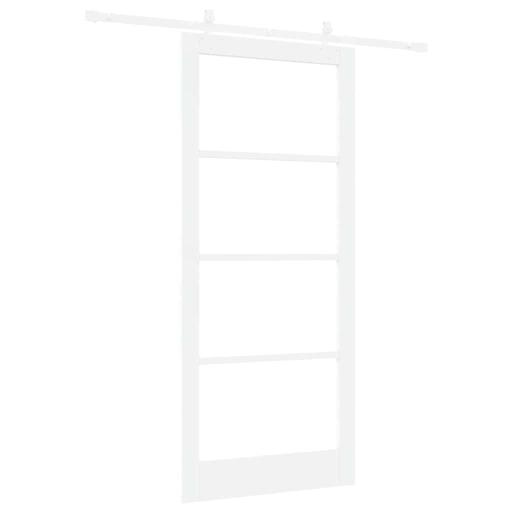 vidaXL Sliding Door 93 x 211 cm Solid Pine Wood and Glass White 6