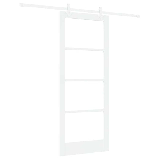 vidaXL Sliding Door 83 x 202 cm Solid Pine Wood and Glass White 2