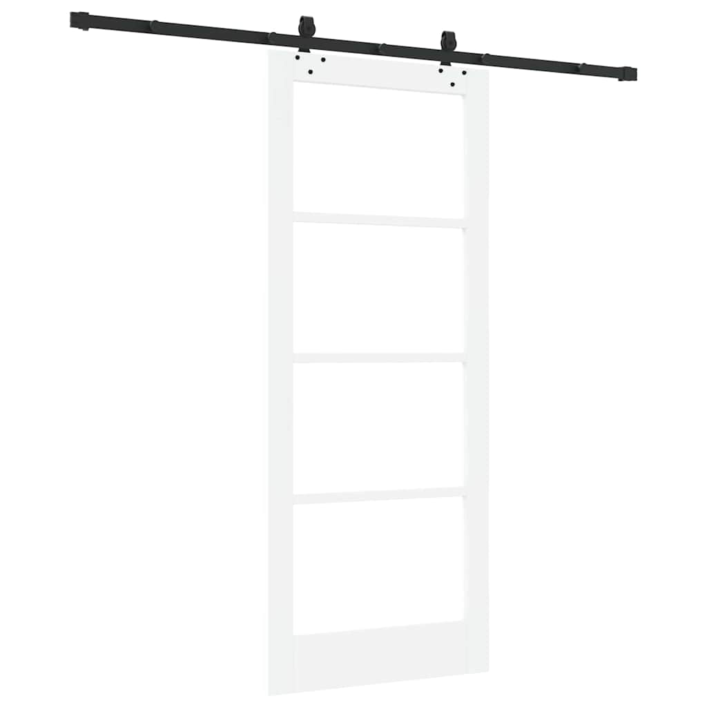 vidaXL Sliding Door White 83 x 202 cm Solid Pine Wood and Glass 6