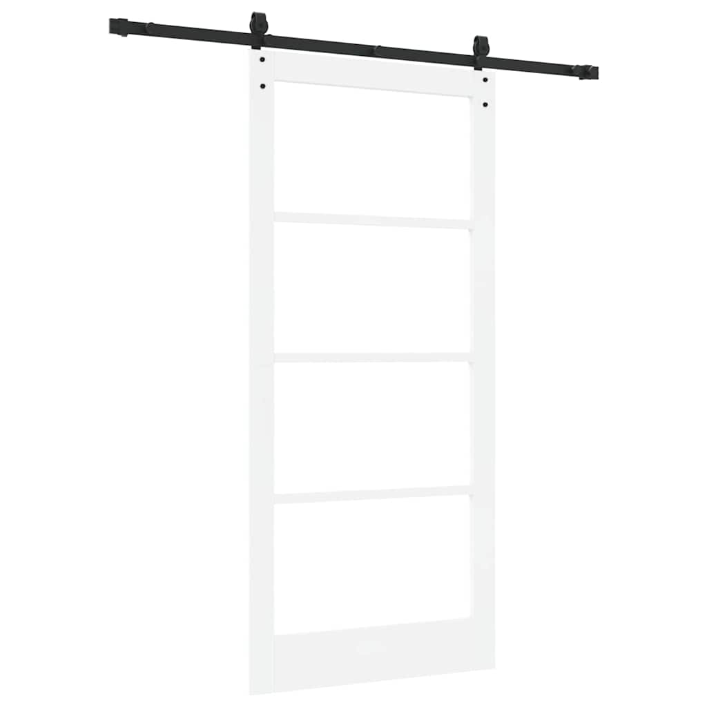 vidaXL Sliding Door 93 x 202 cm Solid Pine Wood and Glass White 6