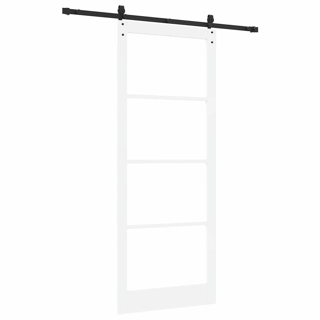 vidaXL Sliding Door 93 x 232 cm Solid Pine Wood and Glass White 6