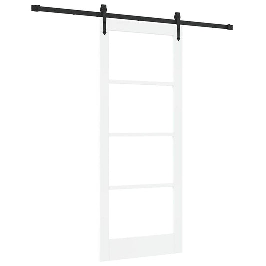 vidaXL Sliding Door 83 x 202 cm Solid Pine Wood and Glass 2