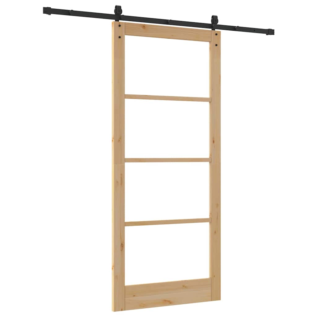 vidaXL Sliding Door 93 x 211 cm Solid Pine Wood and Glass 6