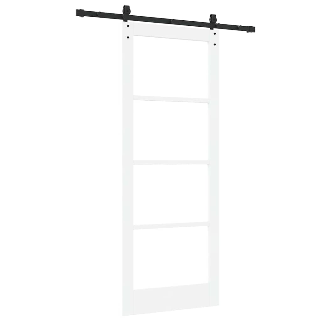 vidaXL Sliding Door ORKDAL 83 x 211 cm Solid Pine Wood and Glass White 6