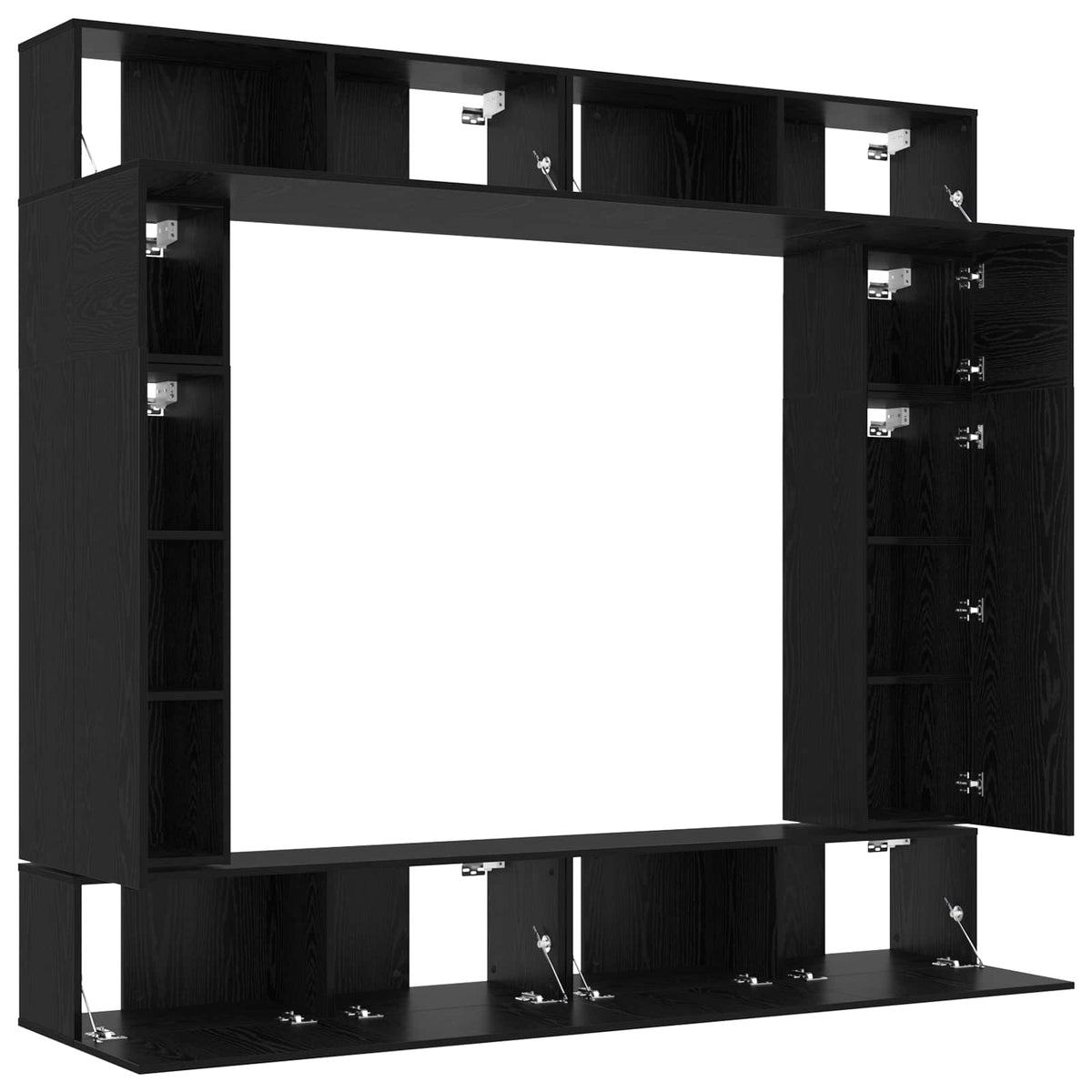 vidaXL TV Cabinet Set 8 pcs Black Oak Engineered Wood 6