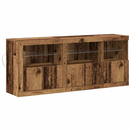 vidaXL LED Sideboard Old Wood 162 x 37 x 67 cm Engineered Wood 2