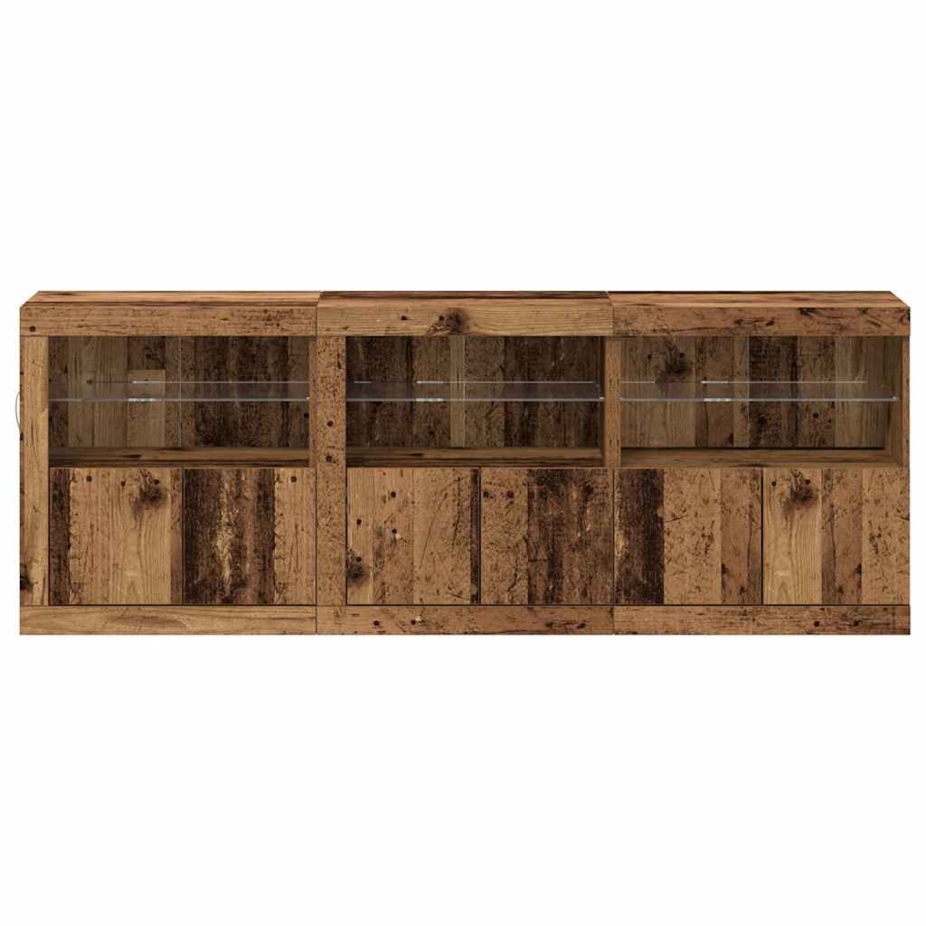 vidaXL LED Sideboard Old Wood 181 x 37 x 67 cm Engineered Wood 6