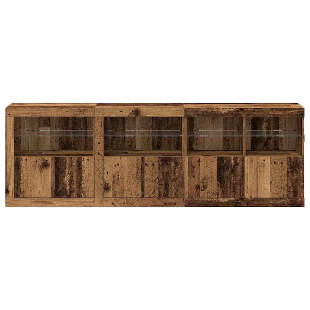 vidaXL LED Sideboard Old Wood 202 x 37 x 67 cm Engineered Wood 6