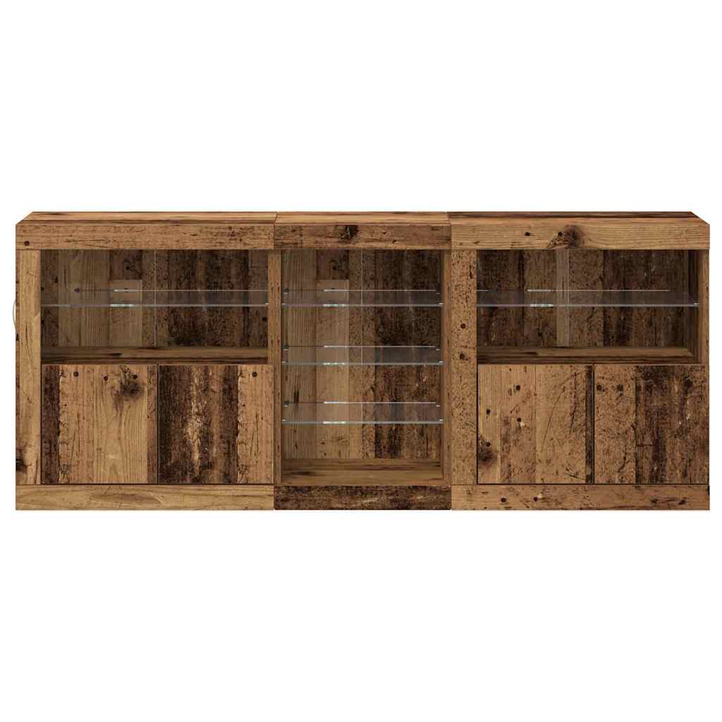 vidaXL LED Sideboard Old Wood 162 x 37 x 67 cm Engineered Wood 6