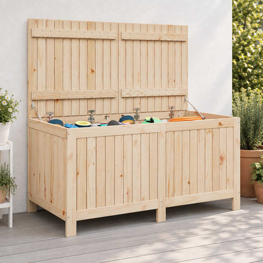 Garden Storage Box Solid Wood Pine Height 64 cm Natural pine 134 cm 68 cm