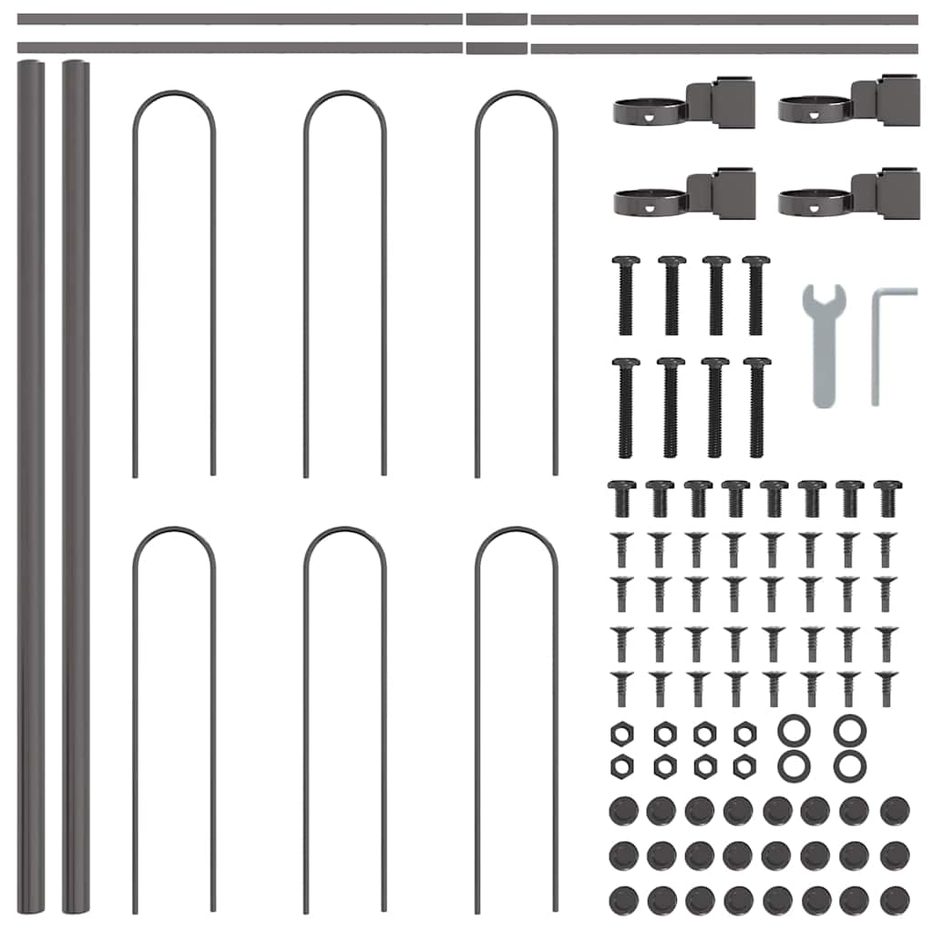 vidaXL Garden Fence BOXTEL 5 pcs 8.5 x 0.6 m Powder-coated Steel Grey 6