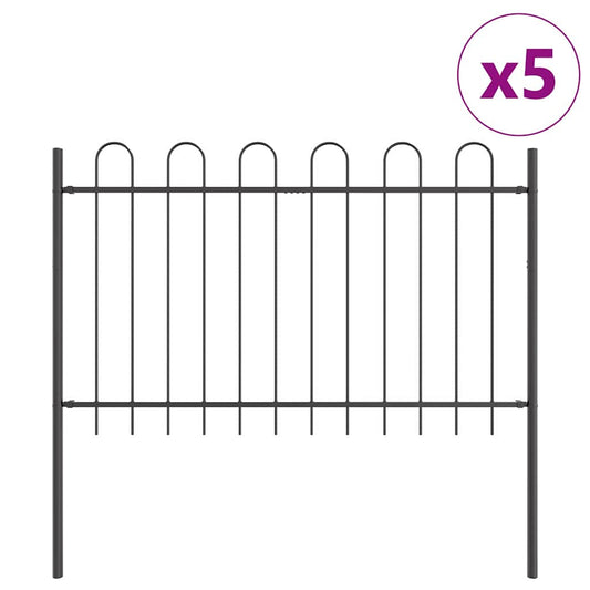 vidaXL Garden Fence BOXTEL 5 pcs 8.5 x 0.8 m Powder-coated Steel Grey 2