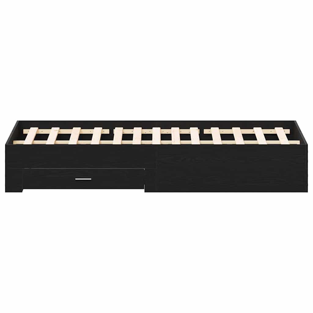 vidaXL Bed Frame with Drawer Black Oak 180 x 200 cm Engineered Wood 6