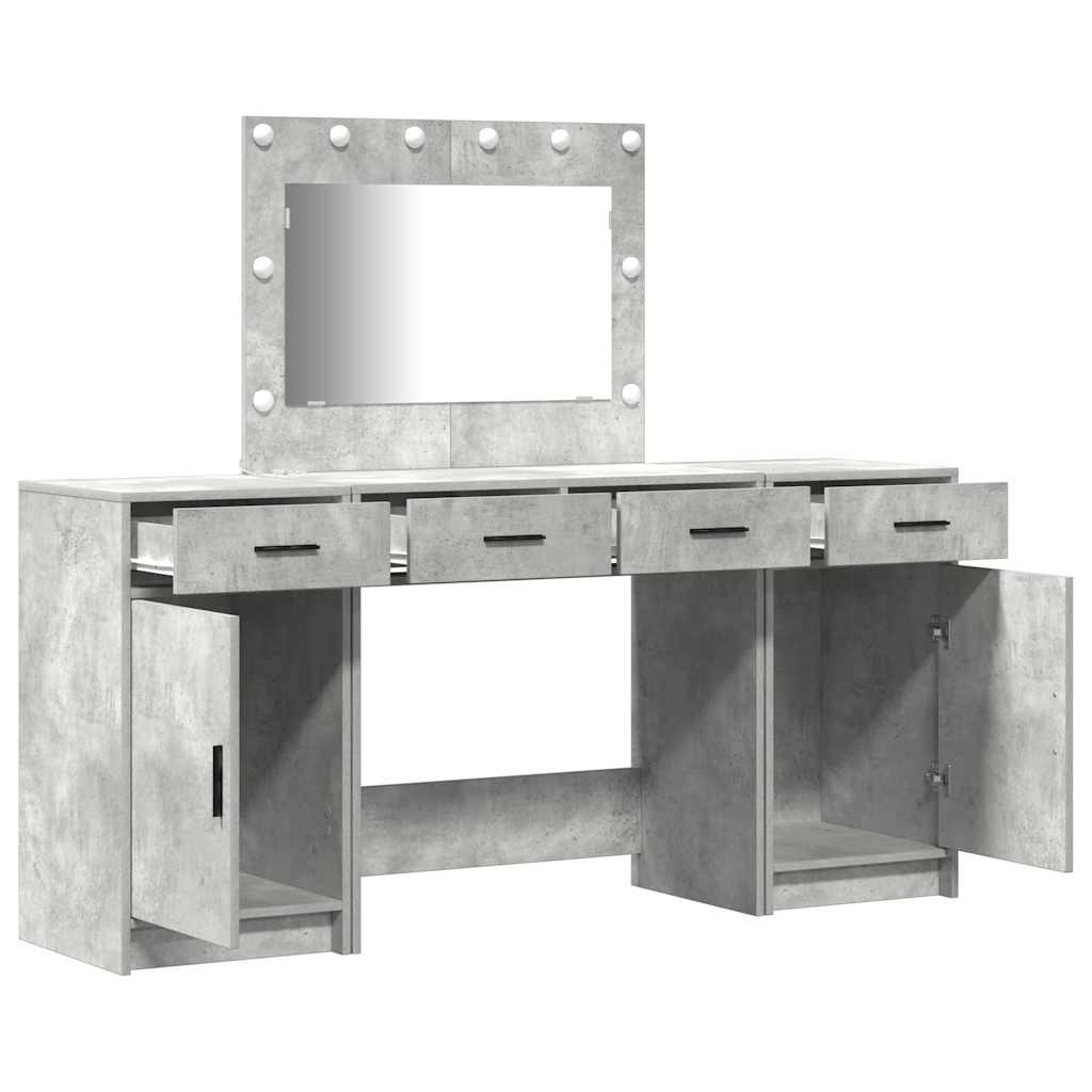 vidaXL Dressing Table 3 pcs Grey 78.5 x 41 x 135 cm Engineered Wood 6