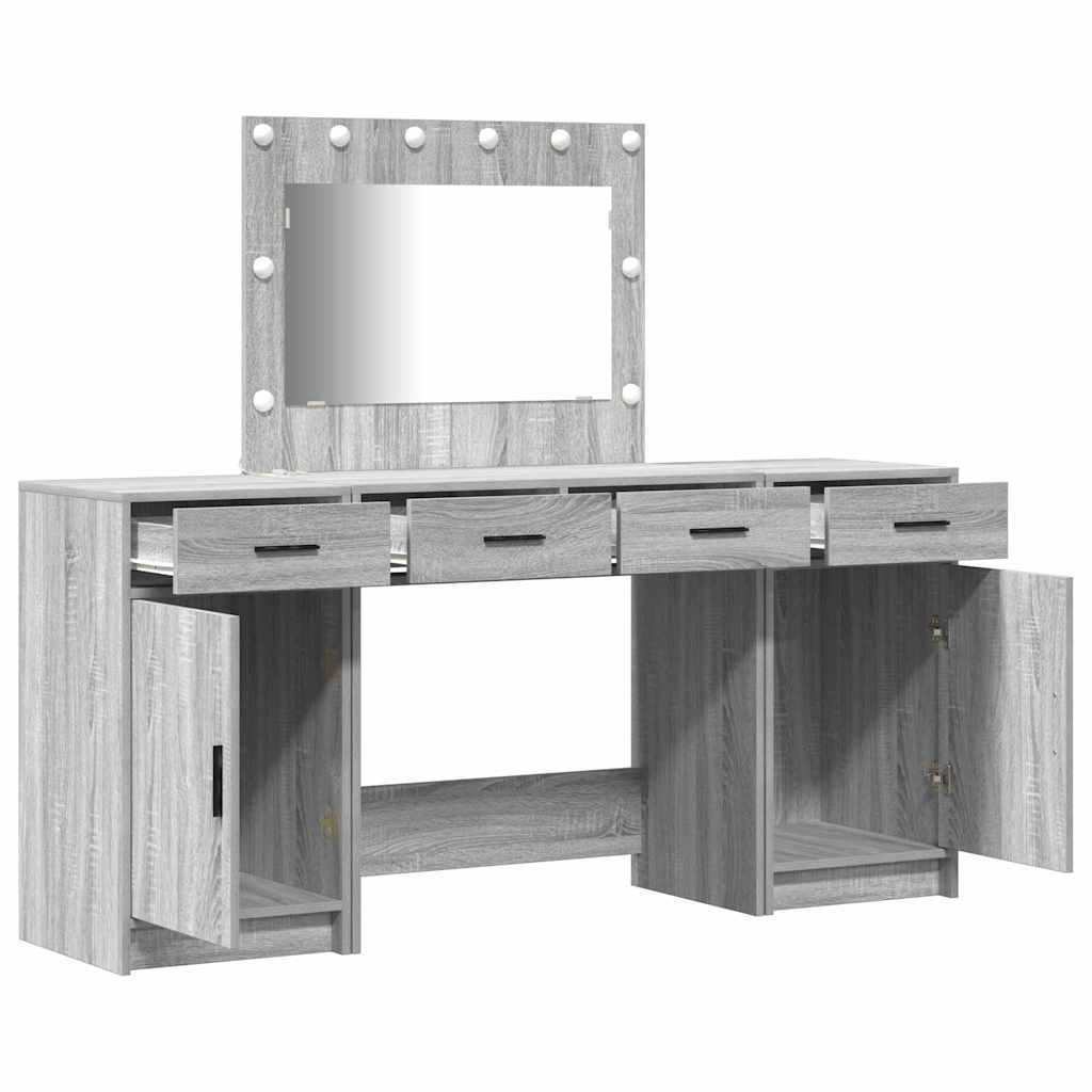 vidaXL Dressing Table 3 pcs Grey 78.5 x 41 x 135 cm Engineered Wood 6