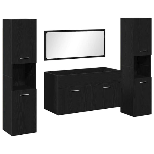 vidaXL Bathroom Furniture Set 4 pcs Black Oak Engineered Wood 2