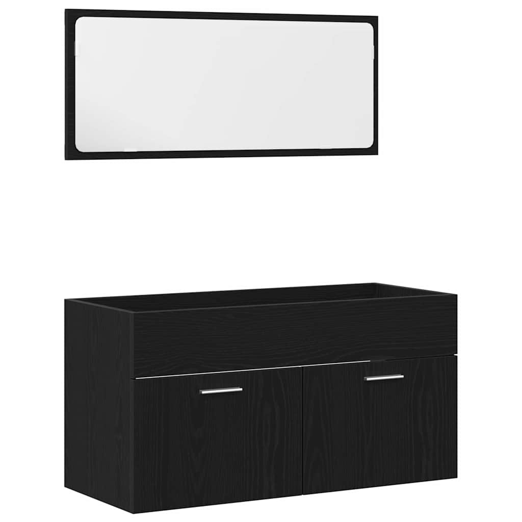 vidaXL Bathroom Furniture Set 4 pcs Black Oak Engineered Wood 6